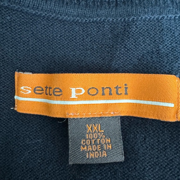 SETTE PONTI Mens Sweater Vest Knit XXL Big&Tall Navy Argyle Cable Pullover - Picture 5 of 13